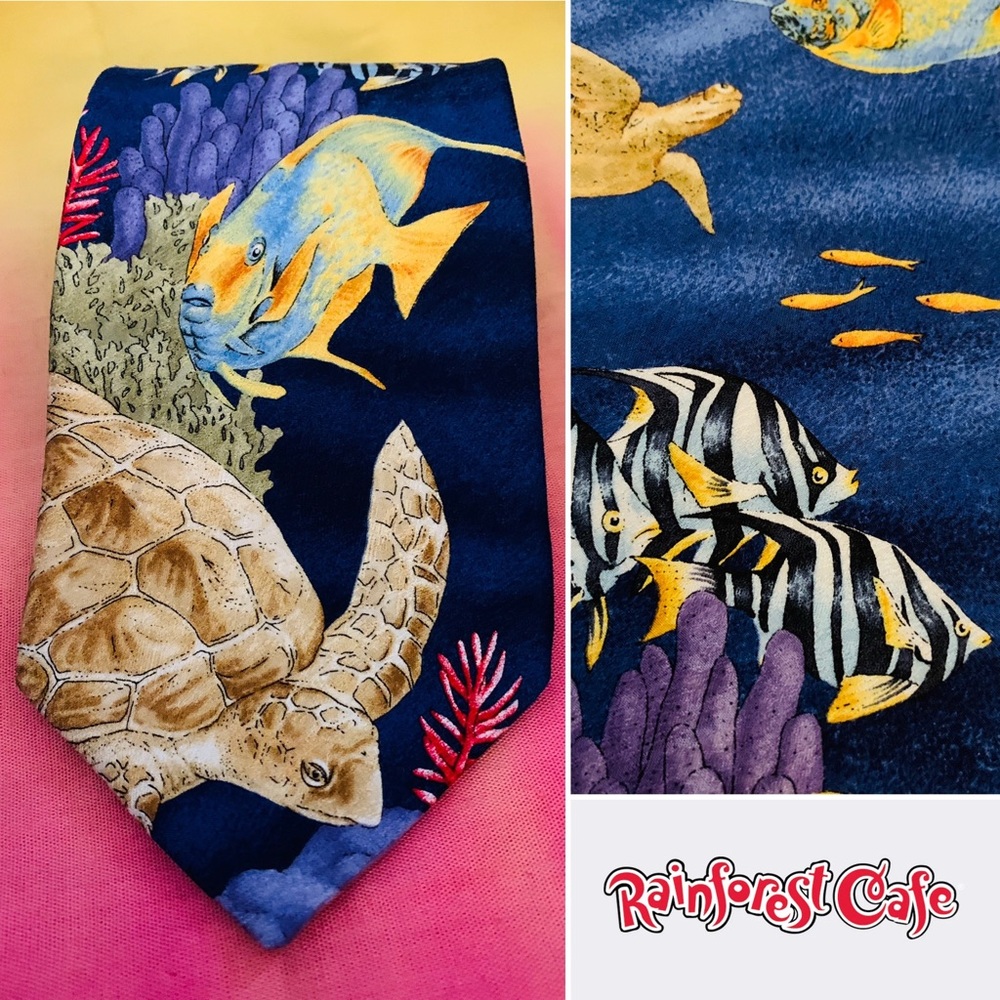 Rainforest Cafe Vintage Tropical Sea Life Tie